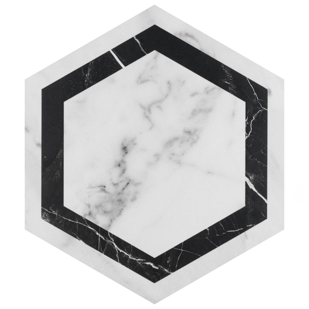 Marbilia Hex Venato Black Geo with Biotech 11 in. x 13 in. Porcelain Floor and Wall Tile
