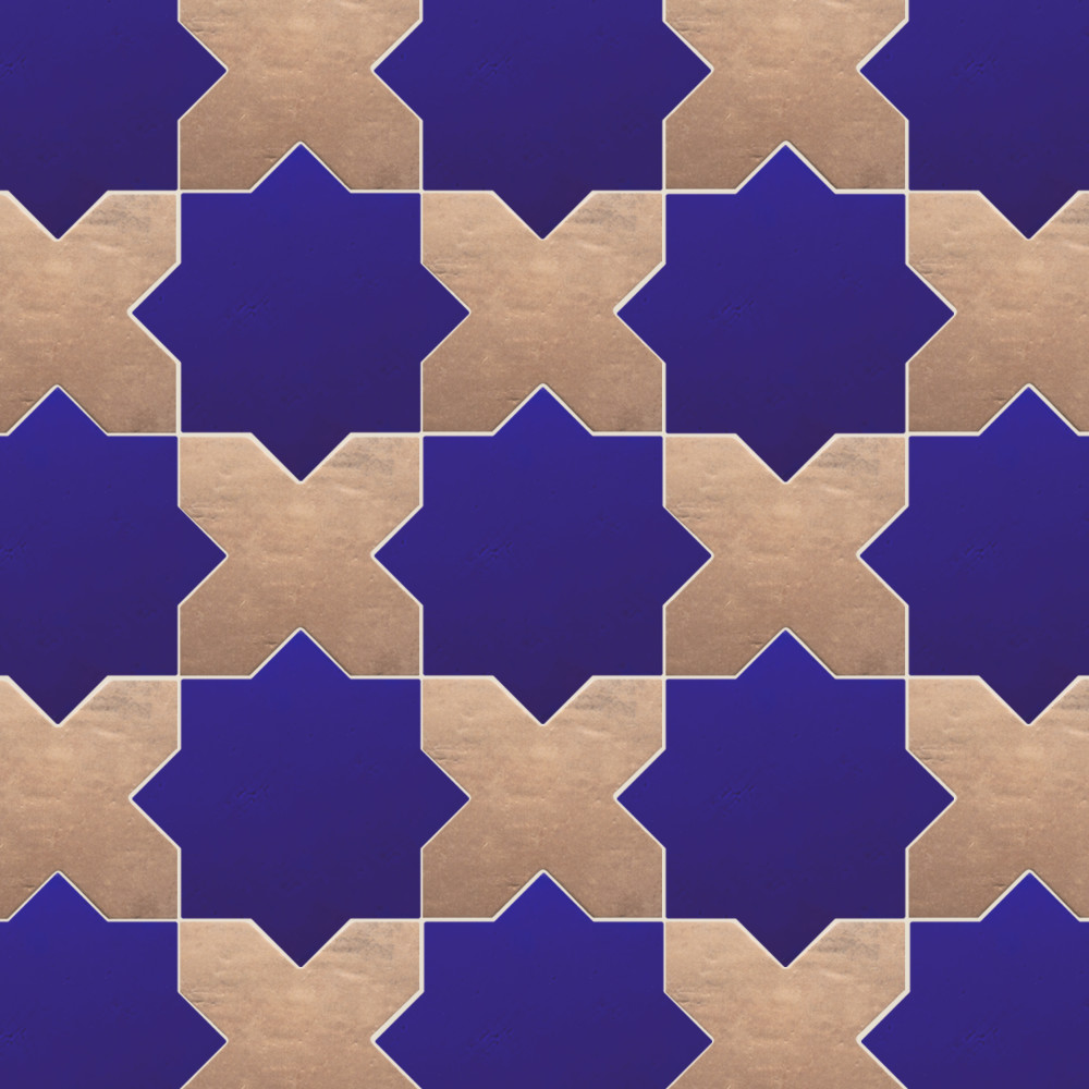 Argile Star Blu with Cotto Cross 7 in. x 14 in. Porcelain Floor and Wall Tile