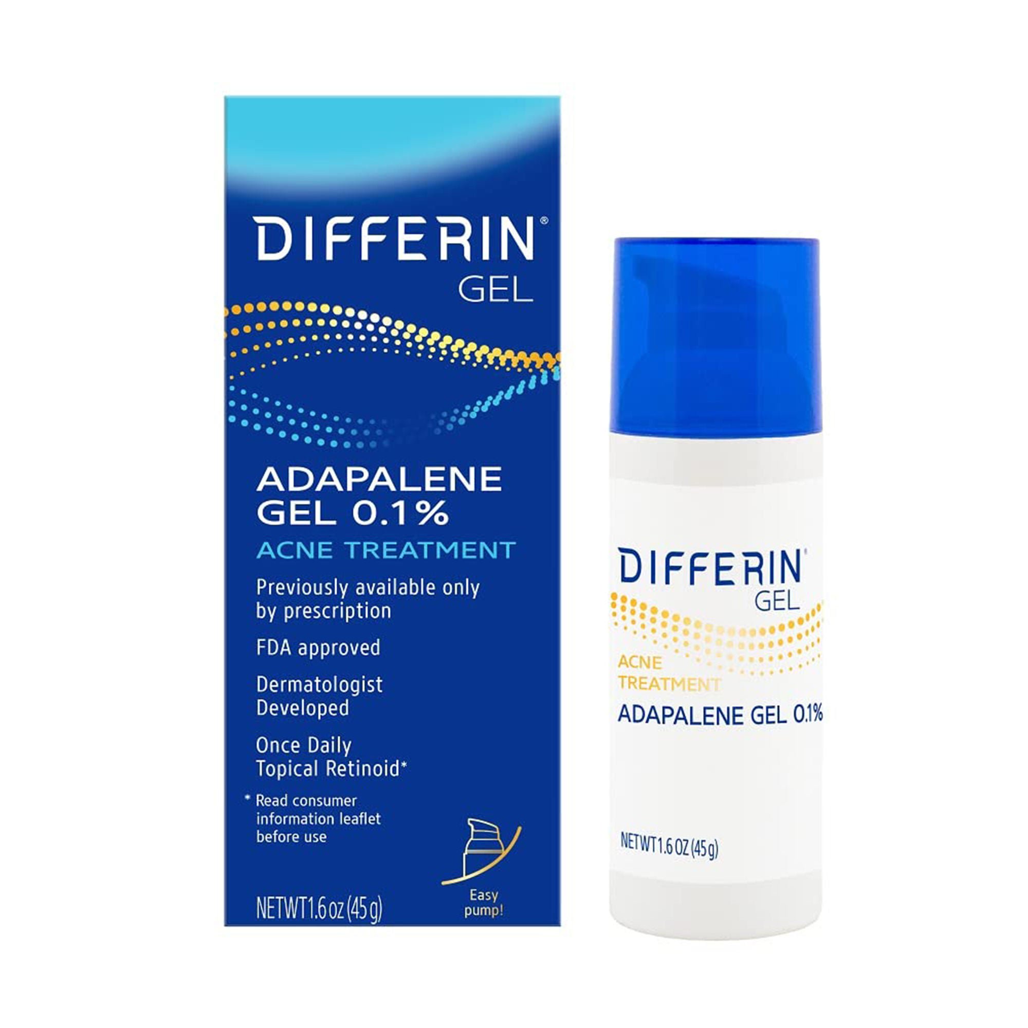 Differin® 0.1% Adapalene Gel Acne Treatment, 45-gram Pump Bottle
