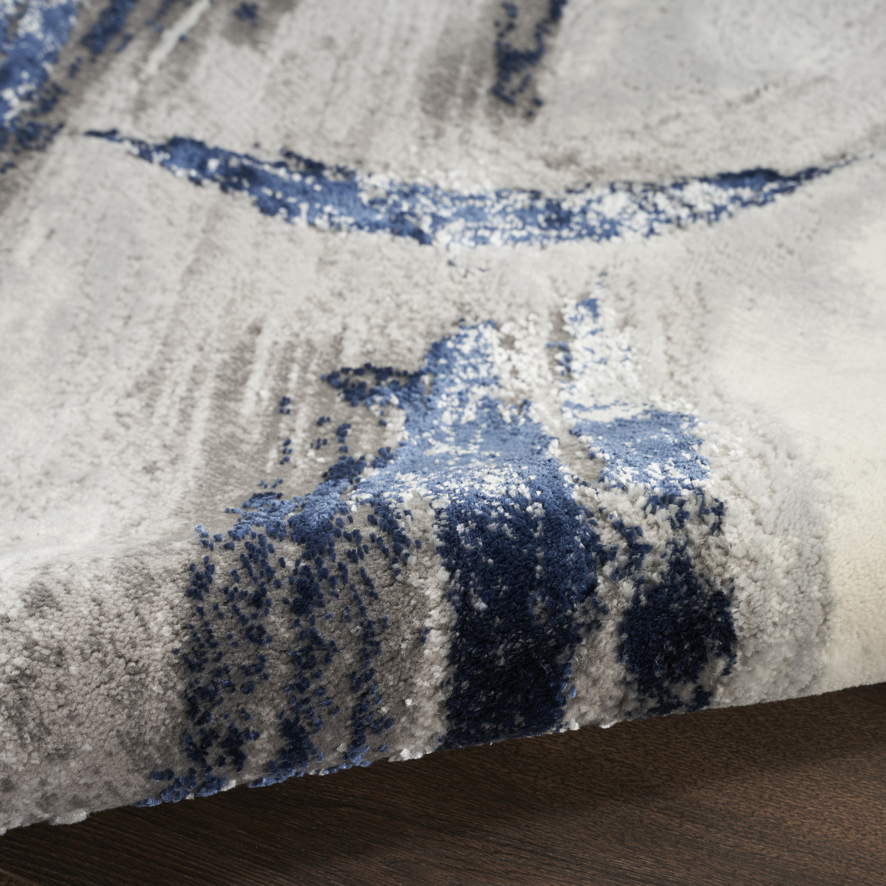 Nourison Splash 2'2" x 7'6" Grey Navy Modern Indoor Rug