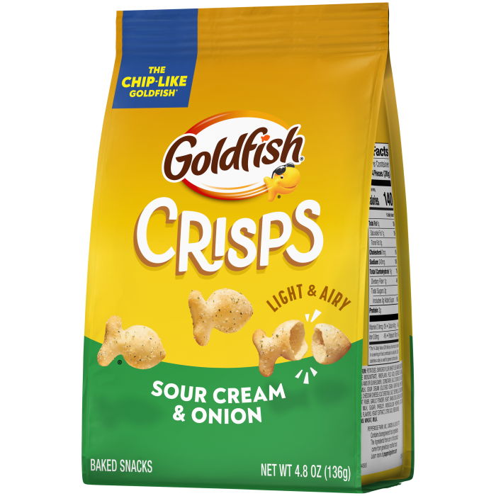 Goldfish® Sour Cream & Onion Baked Snacks, 4.8 oz, bag - Right Angle Image