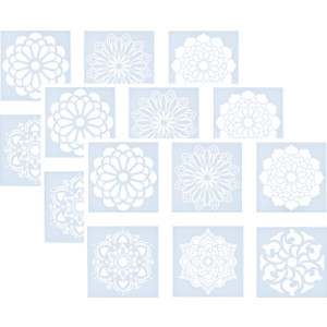 Mandala Stencils, Plastic, 6 Count, Pack of 3