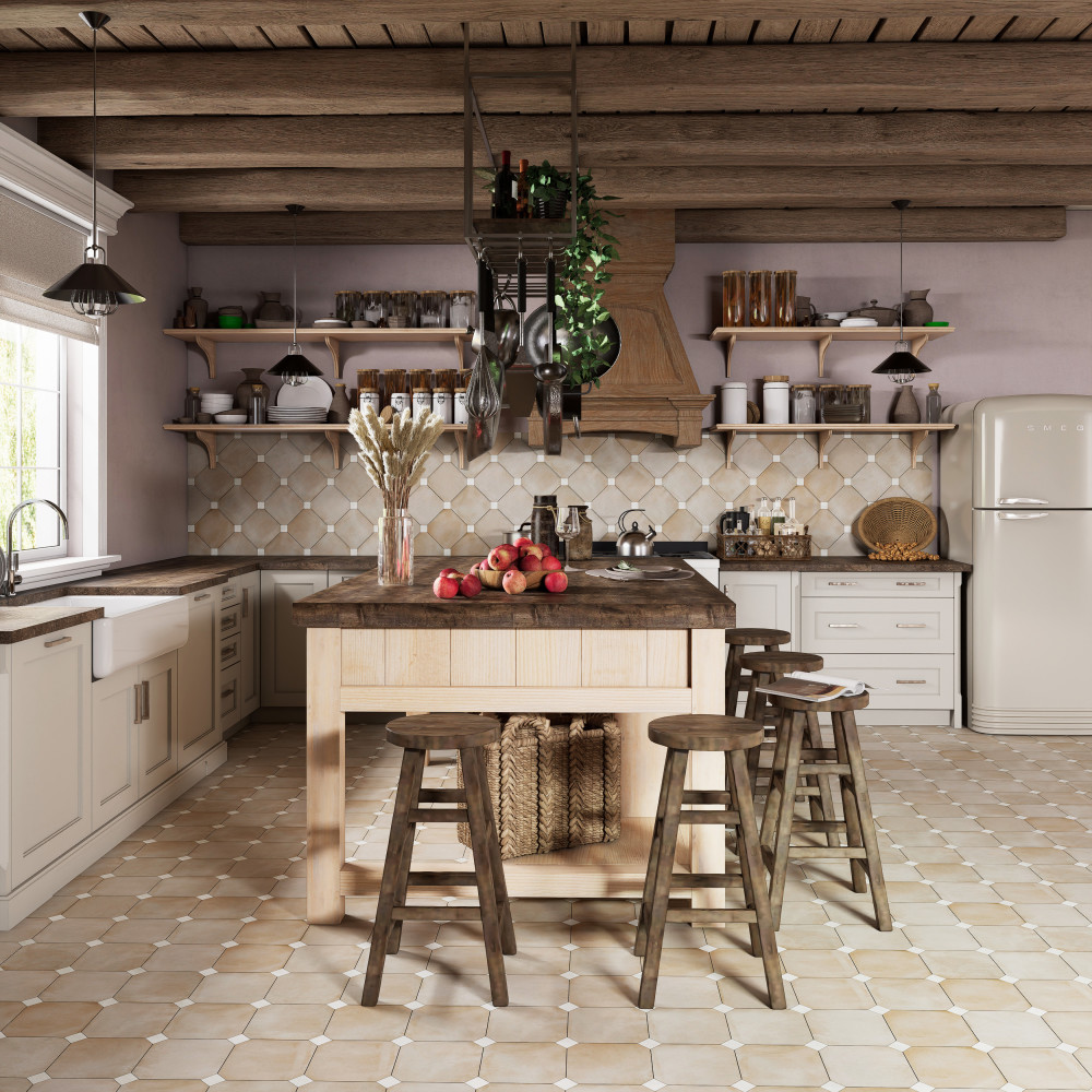 Laverton Octagon Arena with Taco Nieve 7-7/8 in. x 7-7/8 in. Porcelain Floor and Wall Tile