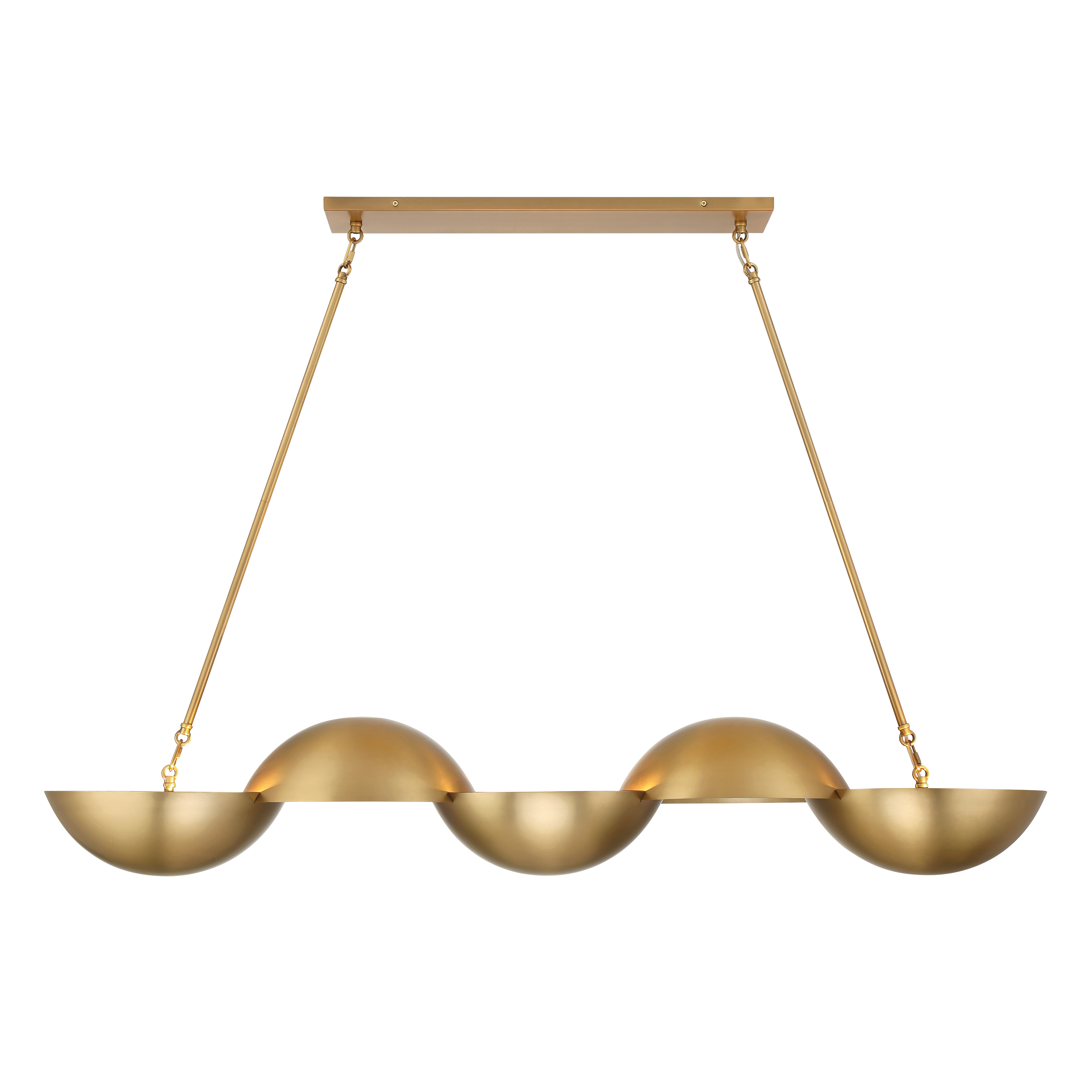 The Ivy Lane 50" island chandelier brings modern sophistication to kitchen islands and dining spaces. Its linear design and Legacy Brass finish create a warm, inviting glow while the 6-light configuration provides ample illumination. - alternate view