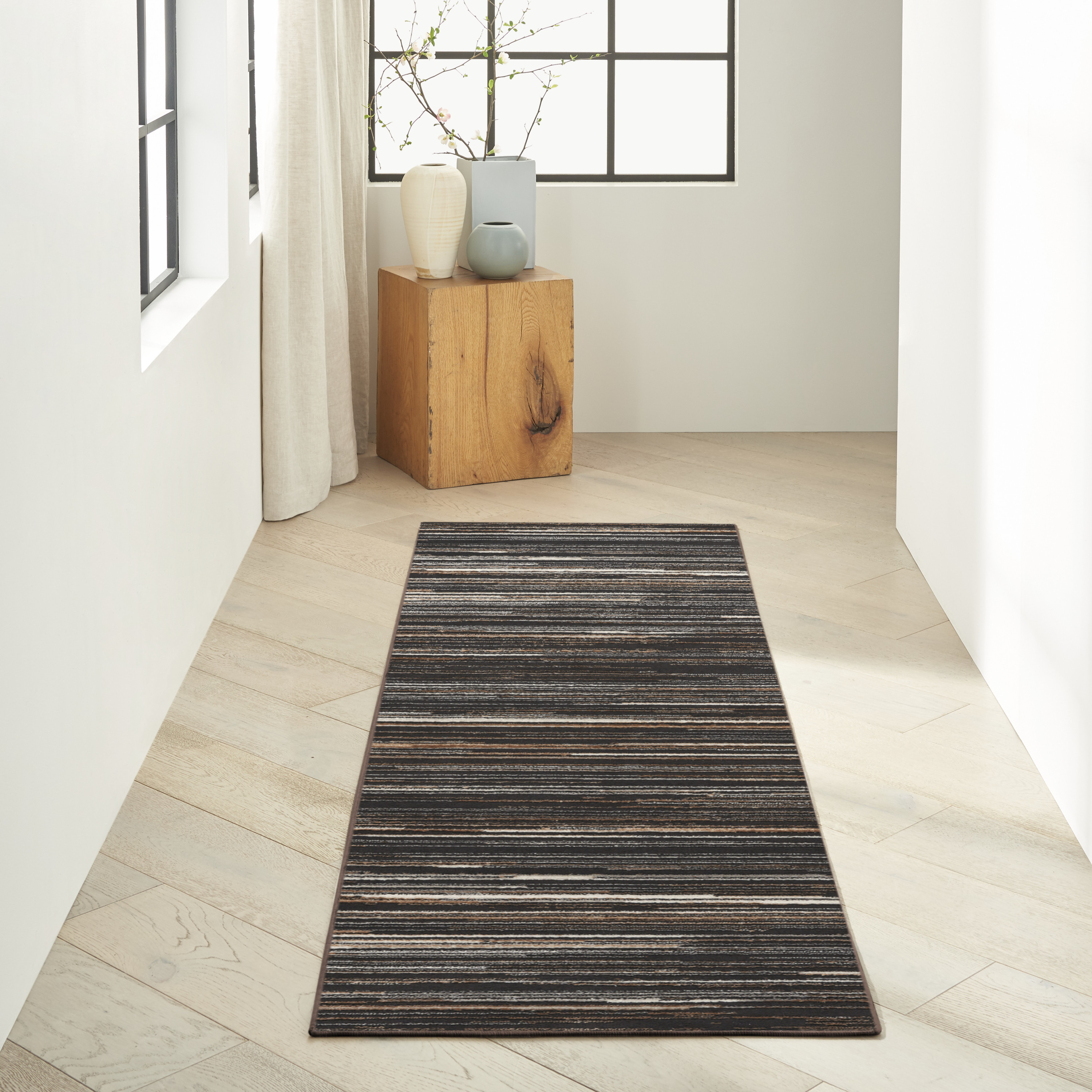 Calvin Klein CK029 Captivating 2'3" x 7'3" Mocha Modern Indoor Rug