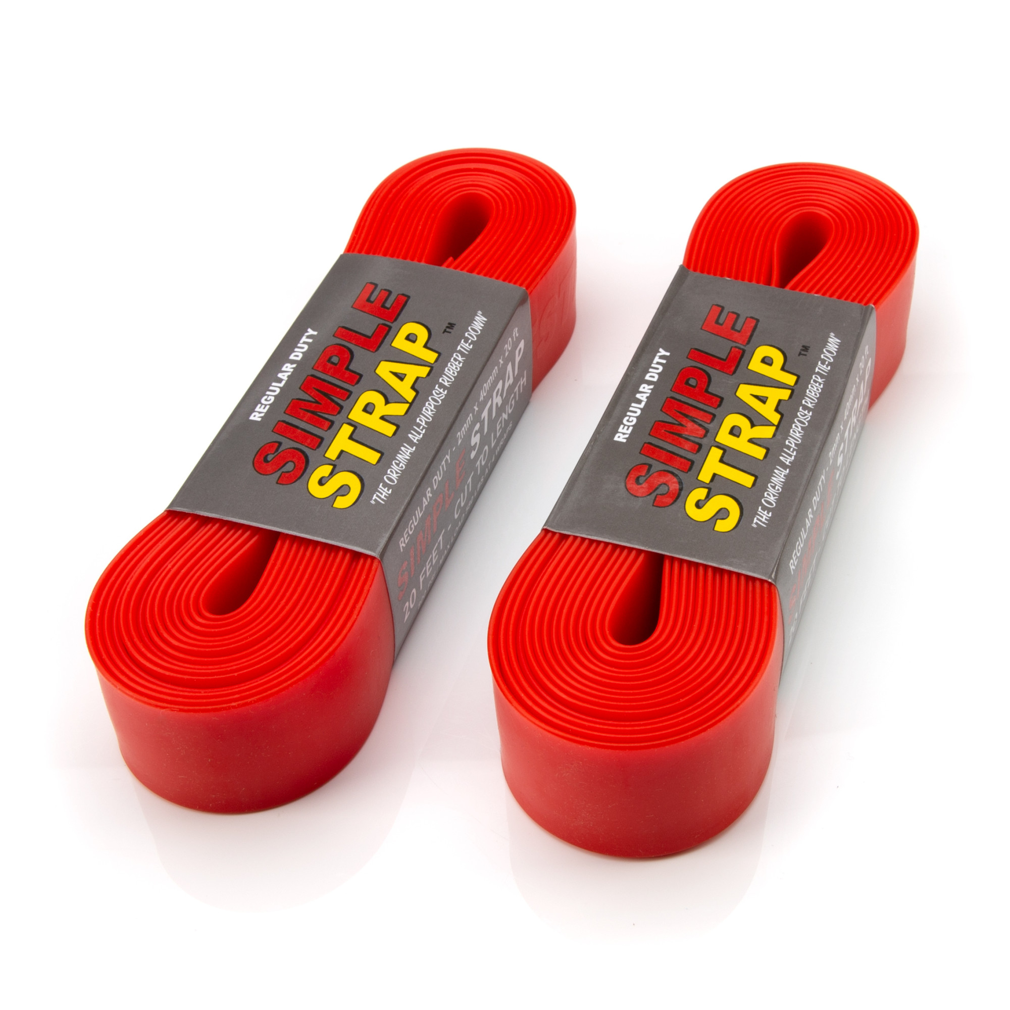 Simple Strap SelfGripping 2mm Thick Rubber Tie Down Straps, Red 2Pack