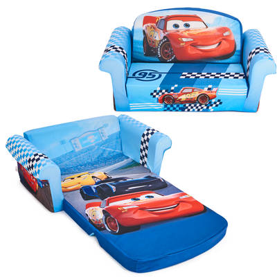 Marshmallow Furniture, Children's 2-in-1 Flip Open Foam Compressed Sofa, Disney's Cars