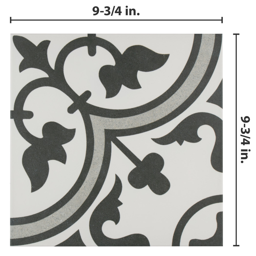 Arte Grey 9-3/4 in. x 9-3/4 in. Porcelain Floor and Wall Tile
