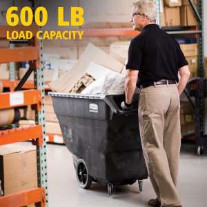 RUB1011BK, Rubbermaid Commercial, Structural Foam Tilt Truck, Utility Duty, 0.75 Cubic Yard, Black