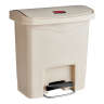 Rubbermaid Commercial, Streamline, Step-On, 4 gal, Resin, Beige, Rectangle, Receptacle