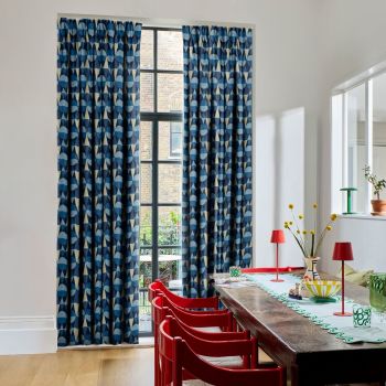 Piccadilly Dots Cobalt Curtains