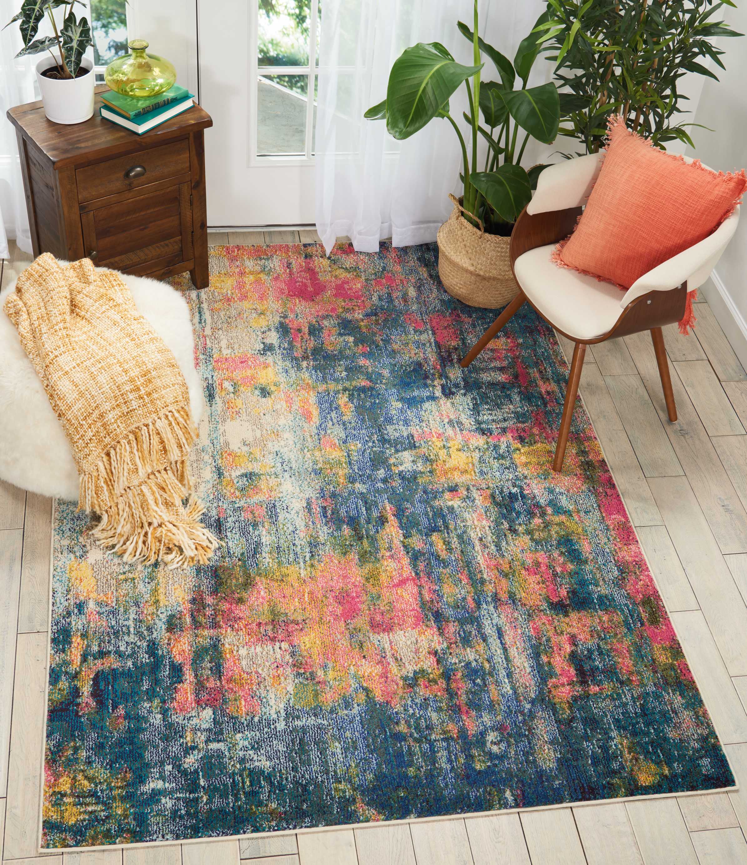 Nourison Celestial CES09 Blue Yellow Rug