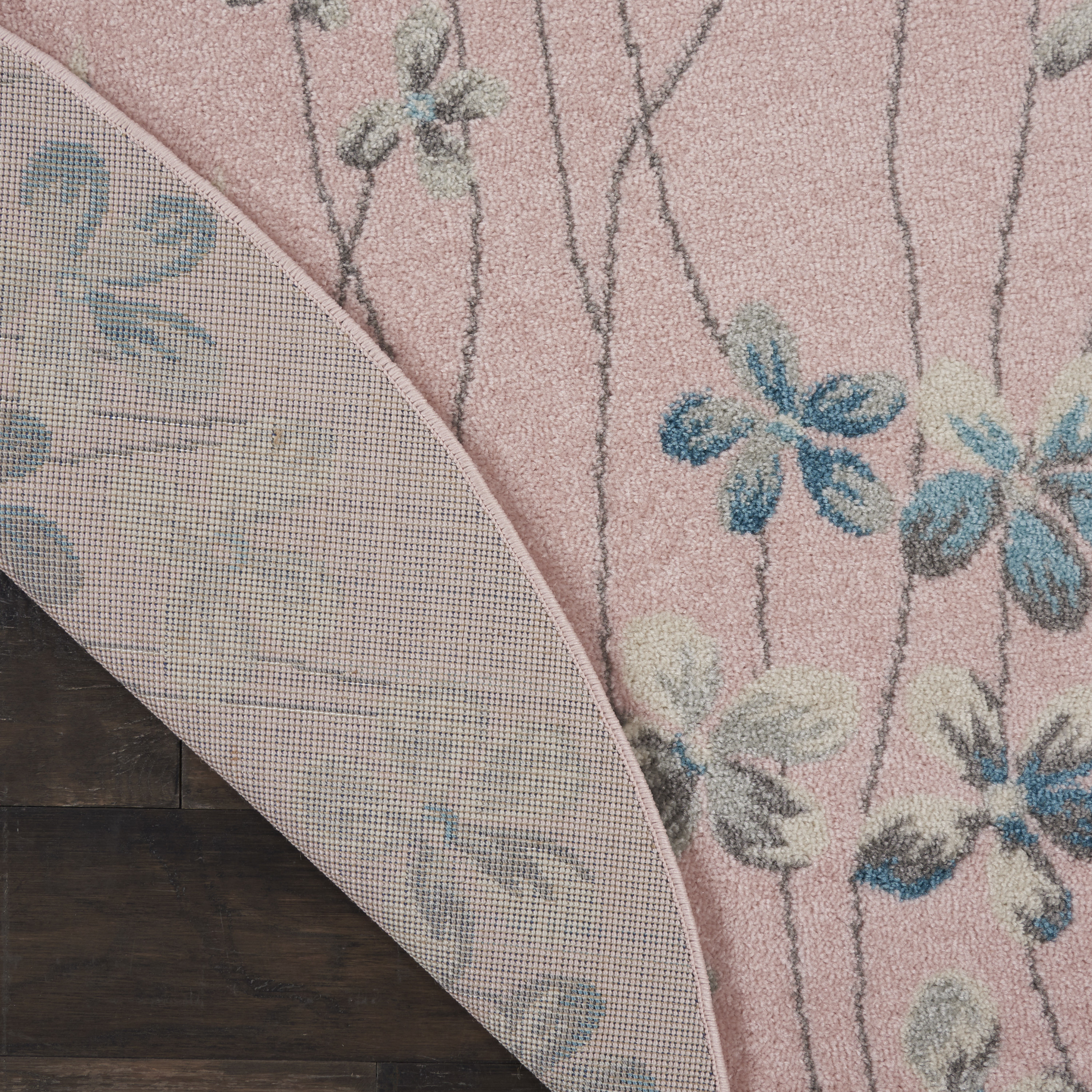 Nourison Tranquil 5'3" x Round Pink Contemporary Indoor Rug
