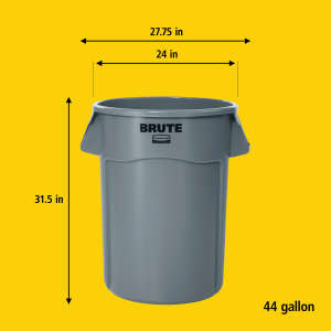 Rubbermaid Commercial, VENTED BRUTE, 44 gal, Resin, Red, Round, Receptacle