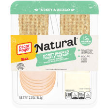 Oscar Mayer Natural Snack Plate, Honey Turkey, Asiago Cheese & Whole Wheat Crackers, 3.3 oz Tray