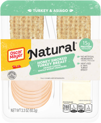 Natural Honey Smoked Turkey Breast, Asiago Cheese & Whole Wheat Crackers image