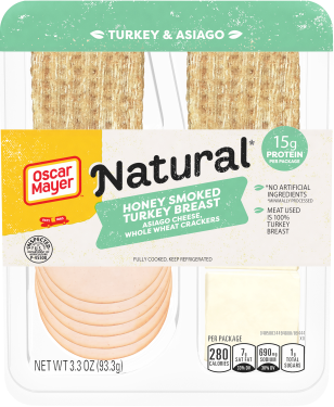 Natural Honey Smoked Turkey Breast, Asiago Cheese & Whole Wheat Crackers