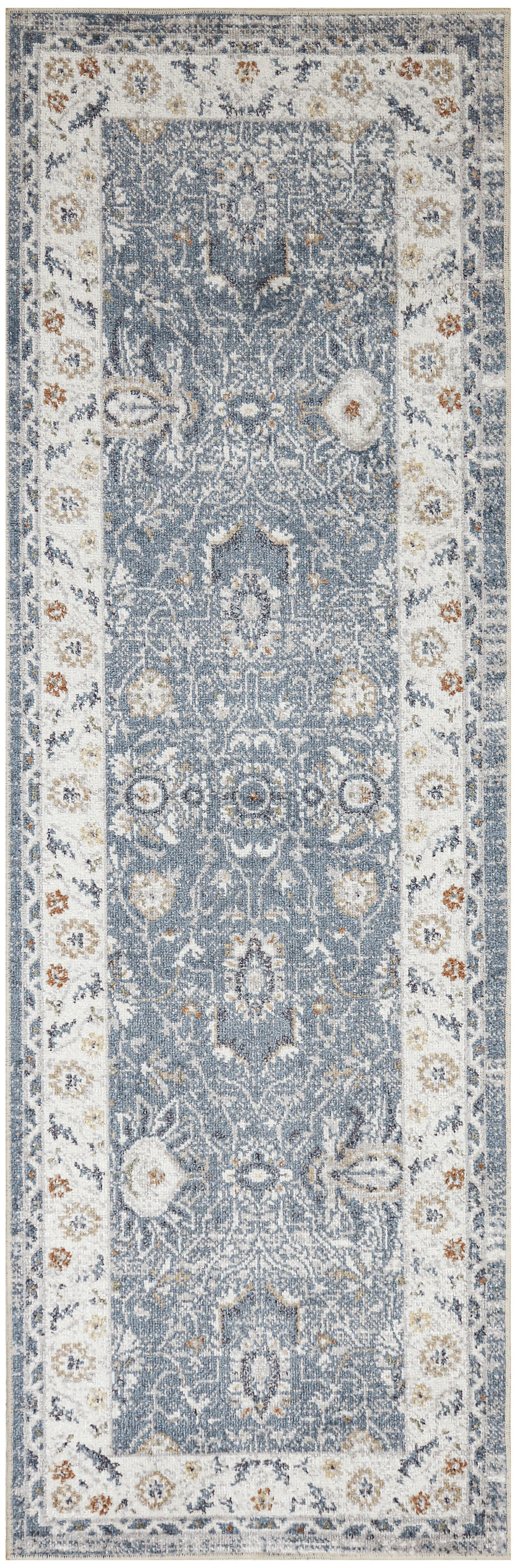 Nourison Astra Machine Washable 2' x 6' Blue Vintage Indoor Rug