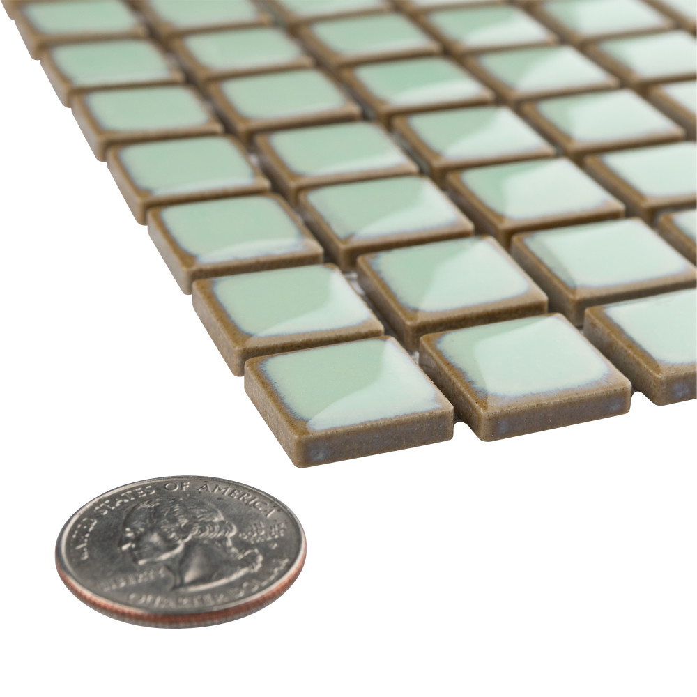 Hudson Edge Light Green 12-1/4 in. x 12-1/4 in. Porcelain Mosaic Tile
