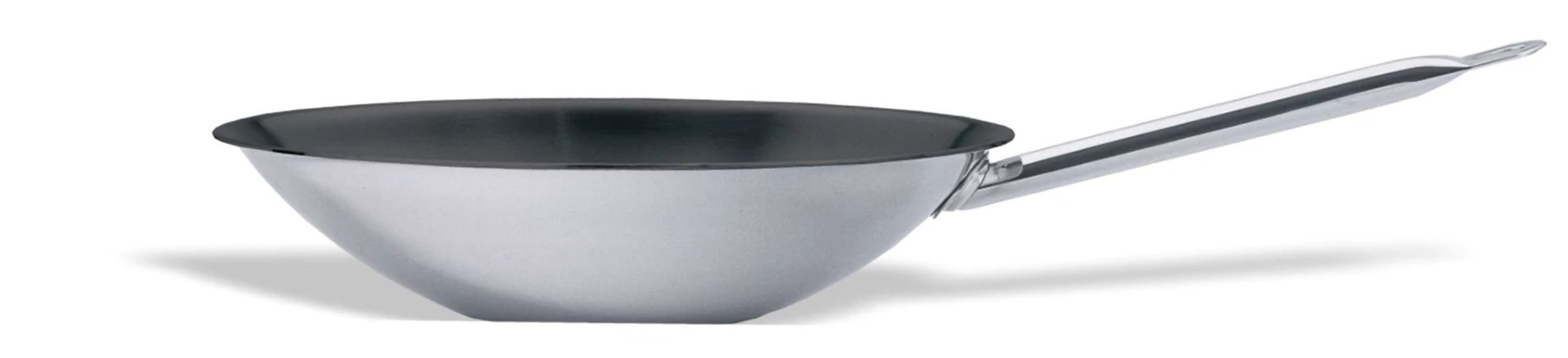 Wok Multimetal con fondo plano de acero inoxidable de 36 centímetros listo para la inducción con antiadherente