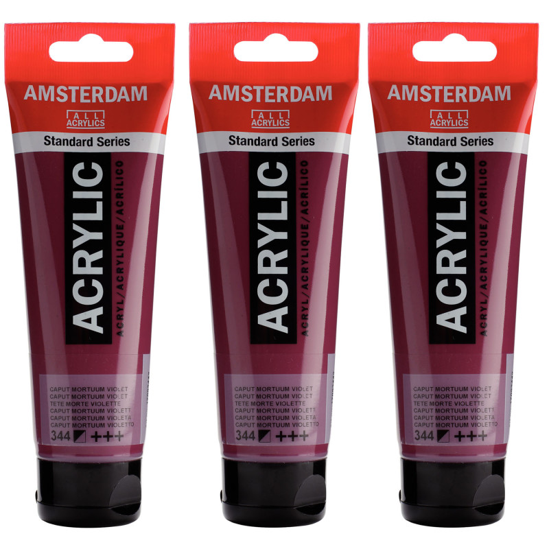 Standard Acrylic Paint, 120ml, Caput Mortuum Violet 344, Pack of 3