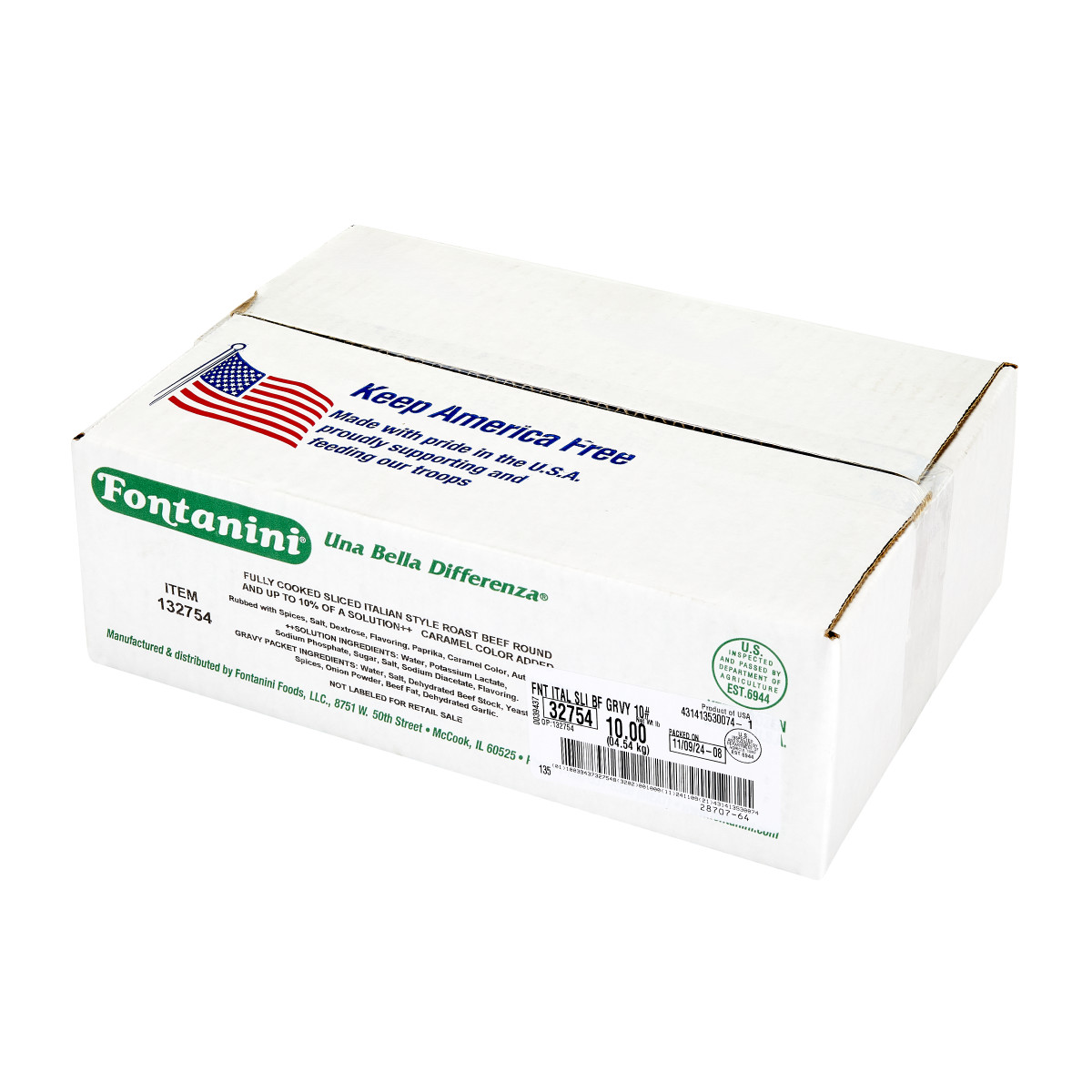 FONTANINI(r) Oven Roasted Sliced Italian Style Beef & Gravy, Cooked . C1RA - Front Right Closed Case (Hi Res)