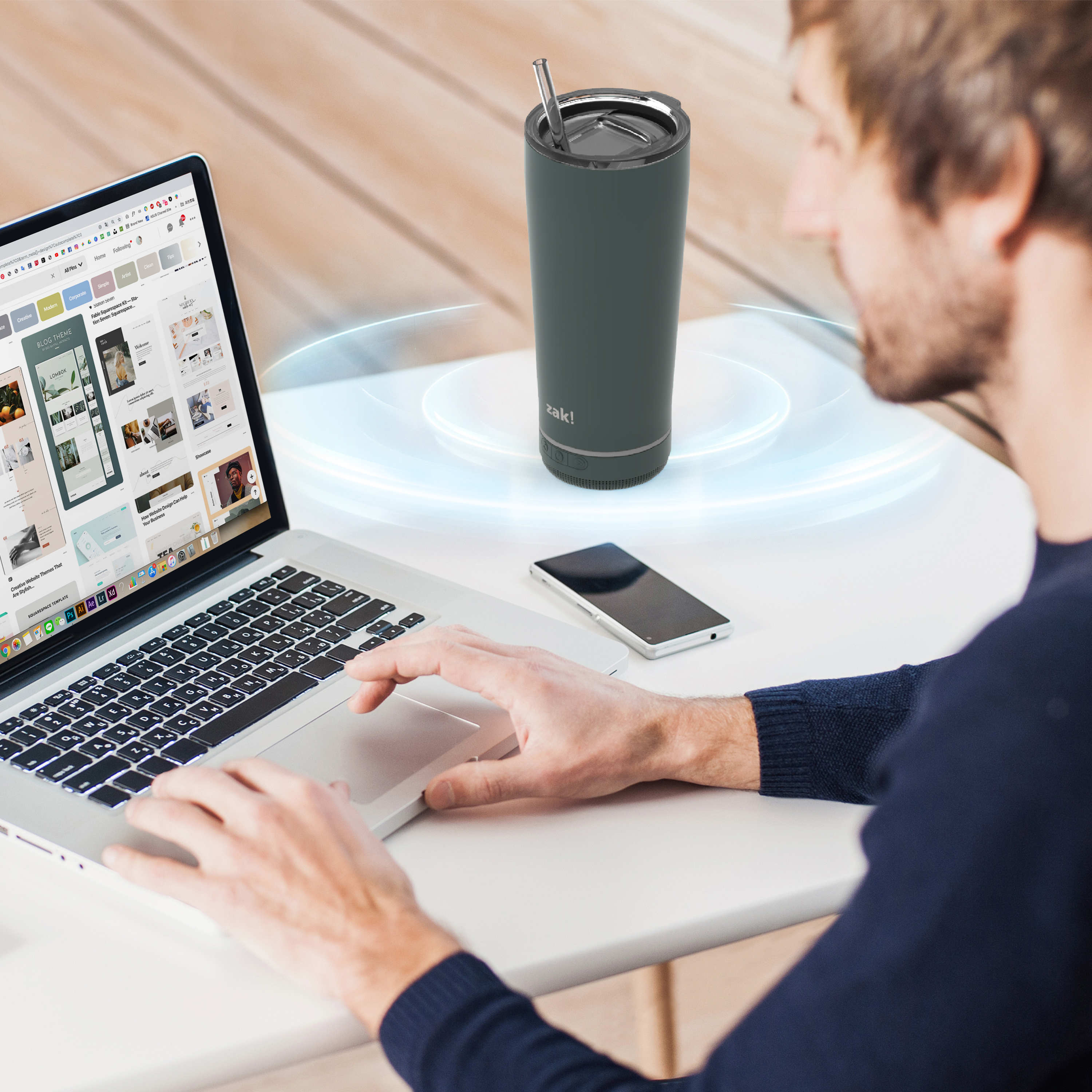 Zak Play 18 ounce Stainless Steel Tumbler with Bluetooth Speaker, Gray slideshow image 5 Zak Play 18 ounce Stainless Steel Tumbler with Bluetooth Speaker, Gray slideshow image 5