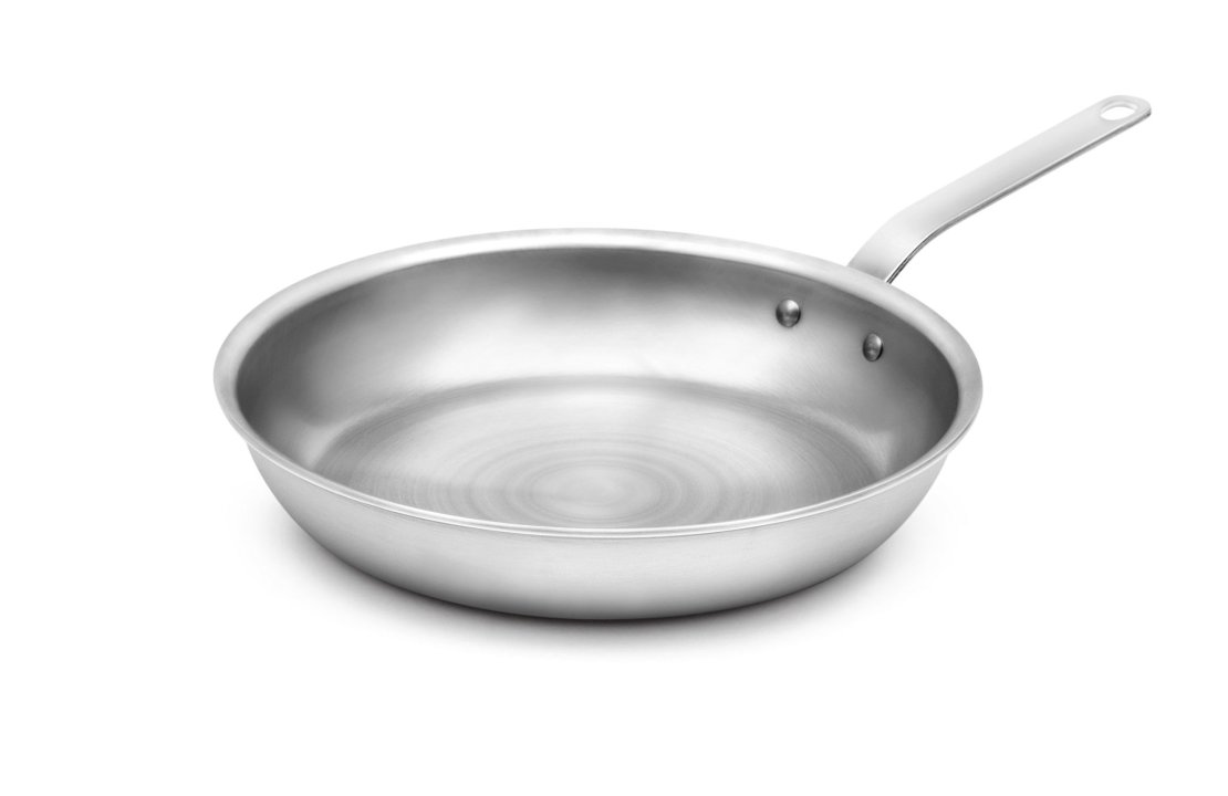 12-inch Wear-Ever® aluminum fry pan with natural finish and plated handle