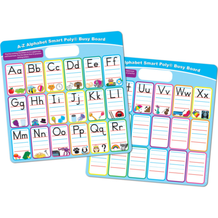 Smart Poly&reg; Educational Activity Busy Board, Dry Erase with Marker, 10-3/4" x 10-3/4", ABC's Fill In