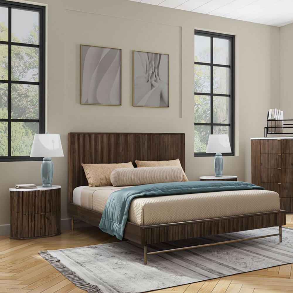 Lifestyle image of the  Razzo Bed Frame, Madera Oak from Forty Winks