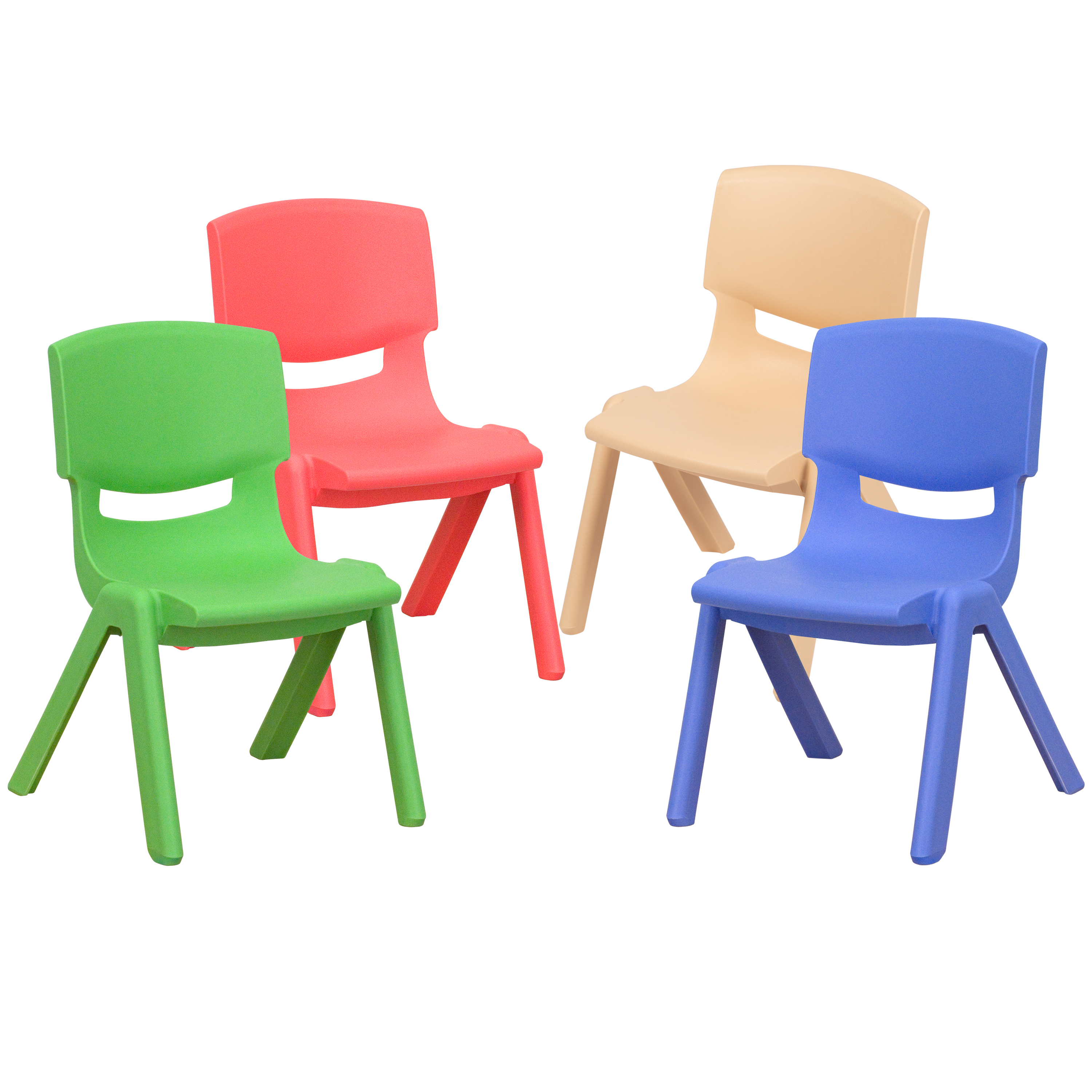 Pack de 4 sillas escolares apilables de plástico azul con asiento de 10,5" H, silla preescolar - Imagen 27 de 58