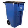 Rubbermaid Commercial, Recycling Rollout, 50 gal, Resin, Blue, Square, Receptacle