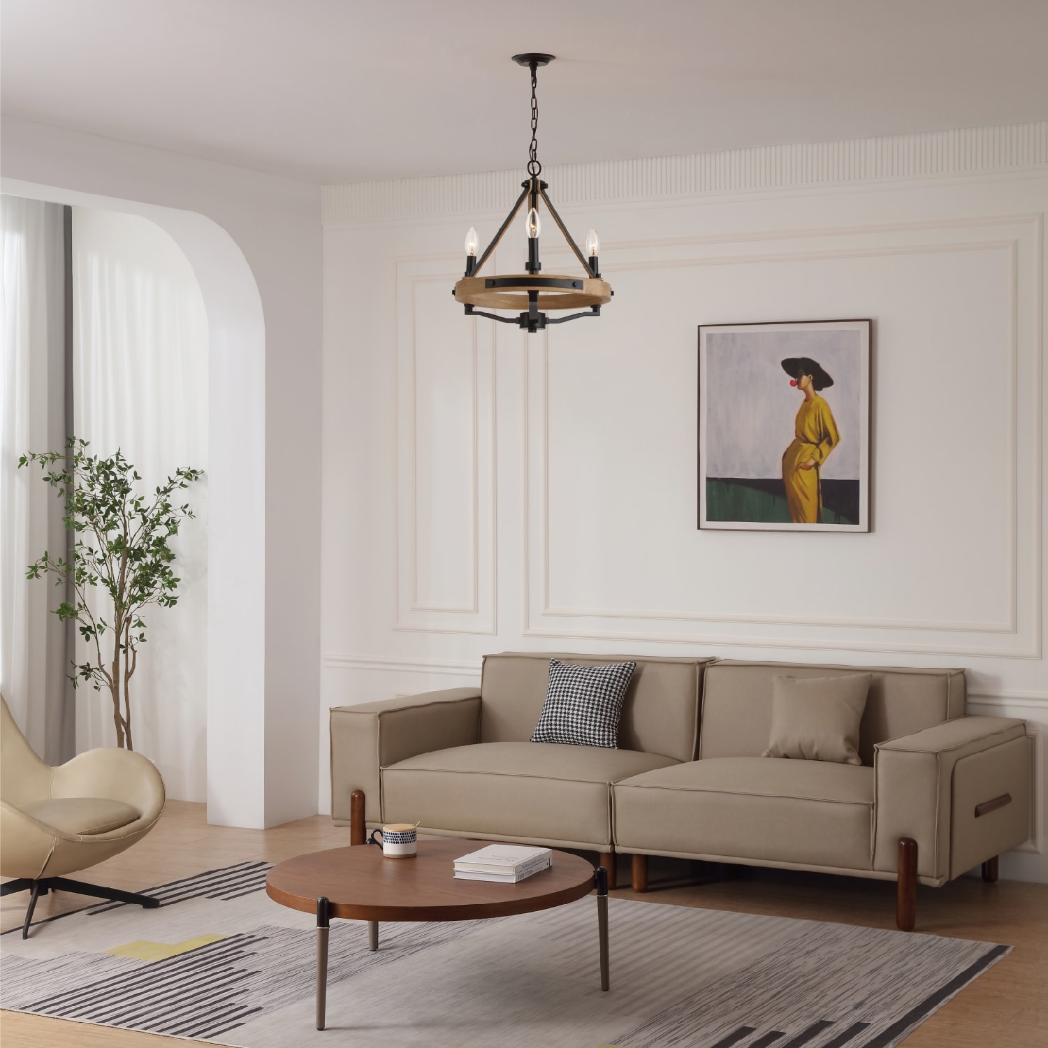 Savannah 3 Light Chandelier — installation 2