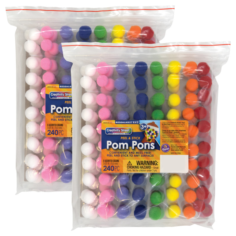 Peel & Stick Poms, 240 Per Pack, 2 Packs