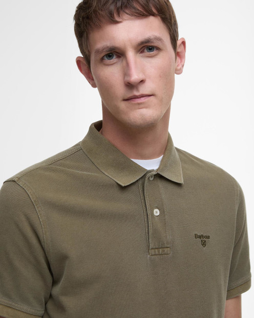 Washed-Out Sports Polo Shirt Light Sage