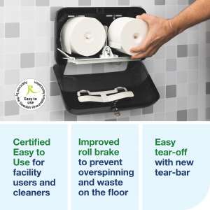 SCA558068, Tork, T7 Optiserve 2-Roll Coreless Bath Tissue Dispenser, Black