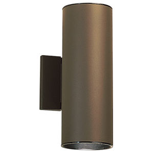 Wall Mount Cylinder Fixture, Incandescent, 120V, 65W, 2-Light (Up/Down Feature), Architectural Bronze