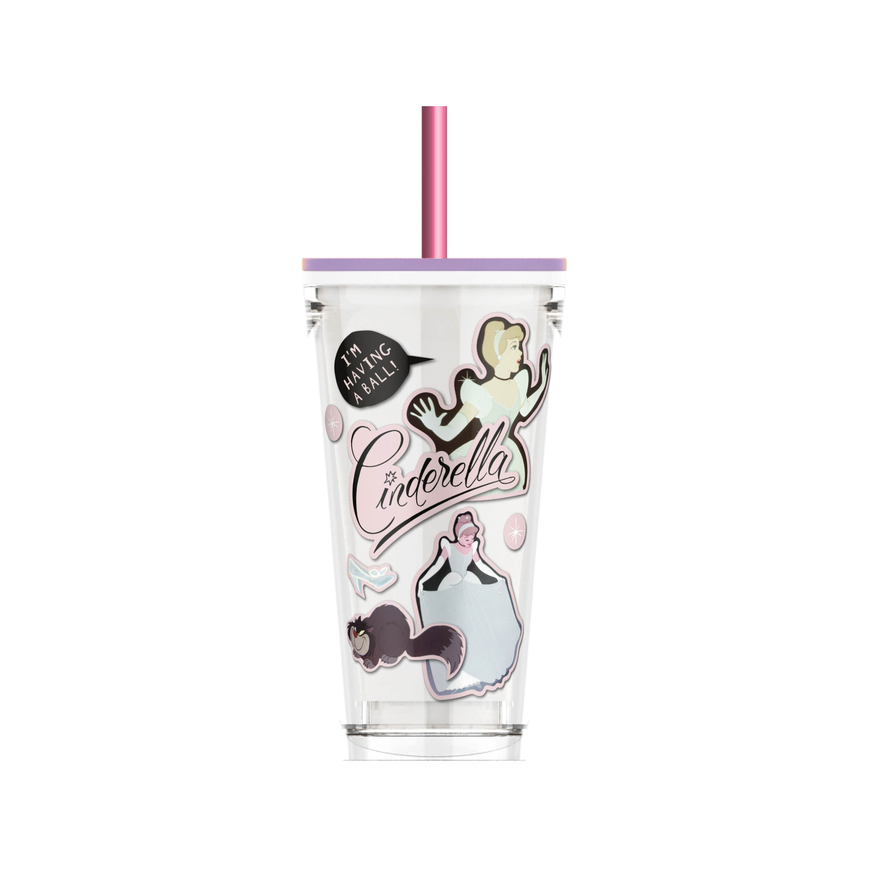 Disney 16 ounce Plastic Cup with Lid and Straw, Cinderella slideshow image 1