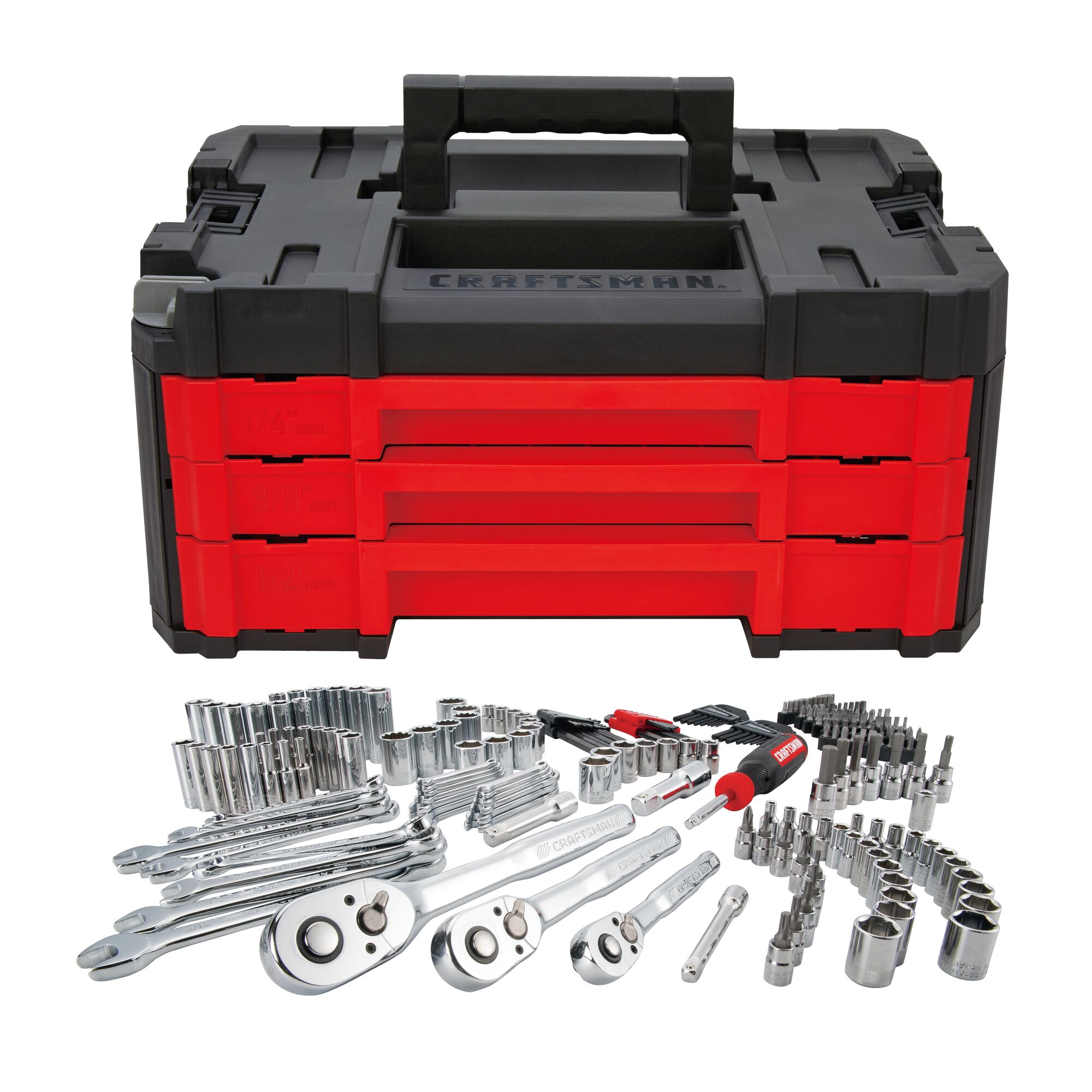View of CRAFTSMAN Mechanics Tool Set and additional tools in the kit