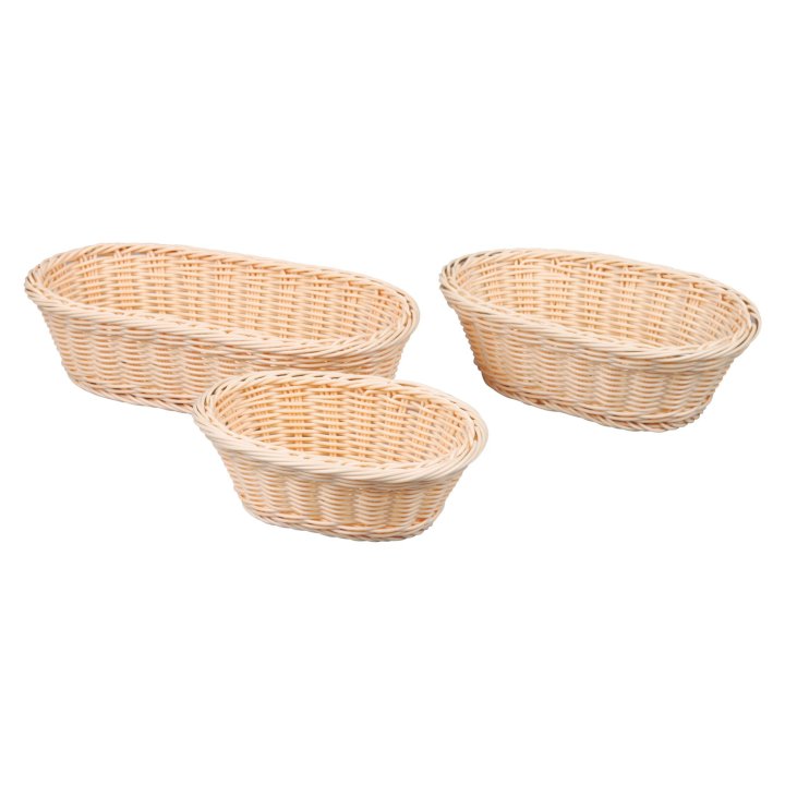 Cesta de pan de mimbre ovalada de polipropileno de 23,5 x 15 cm en marrón suave