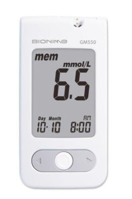 Blood Glucose Meter Kit Bionime 5 Second Results Stores up to 500 Results Requires Coding