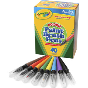 No-Drip Washable Paint Brush Pens, 8 Assorted Colors, 40 Count