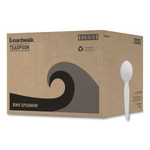 Boardwalk, Heavyweight Polystyrene Cutlery, Teaspoon, White, 1000/Carton
