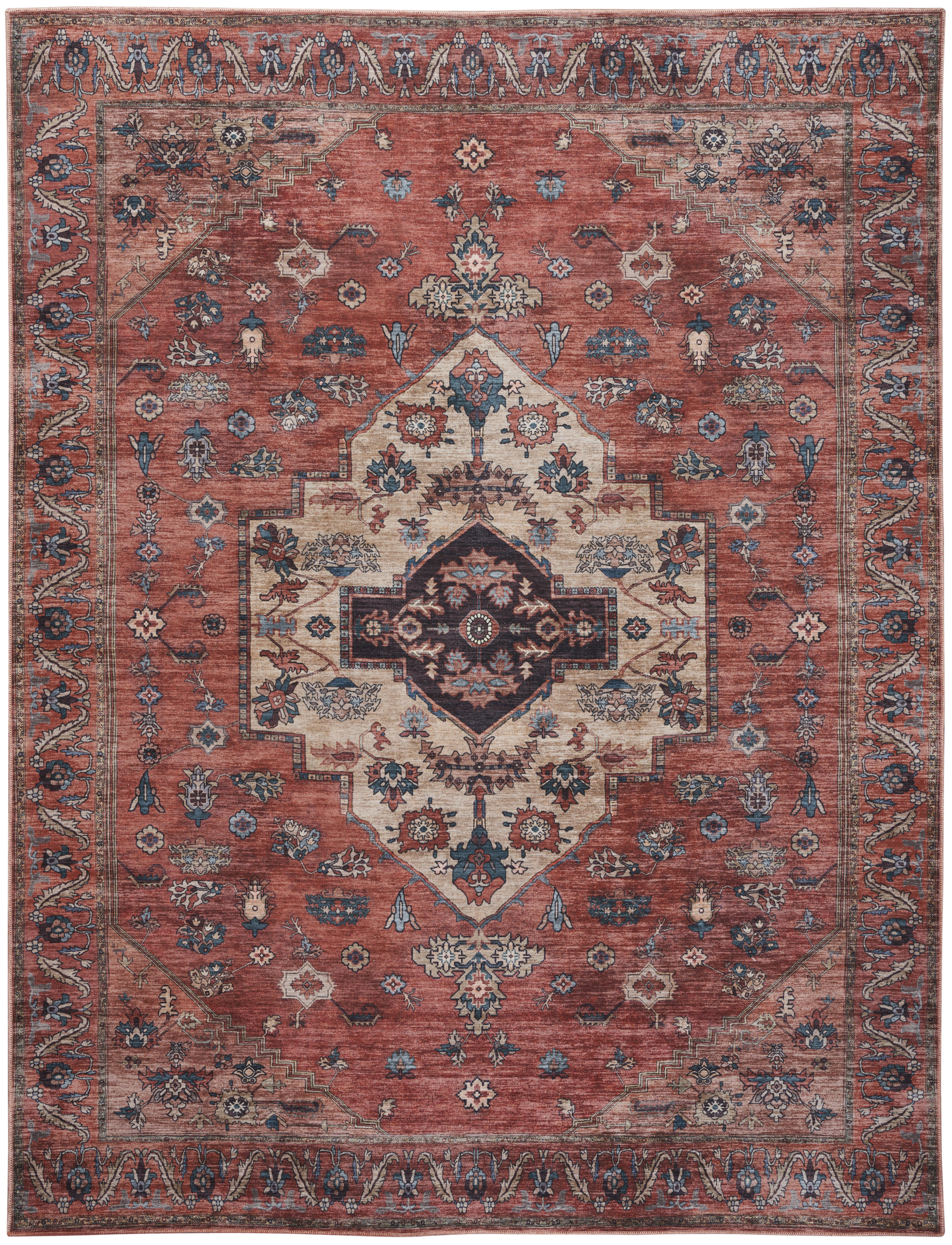 Nourison Grand Washables 5'3" x 7'3" Rust Multicolor Vintage Indoor Rug