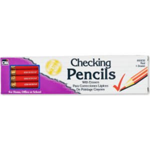 Checking Pencil, Red Colored with Eraser, Box of 12
