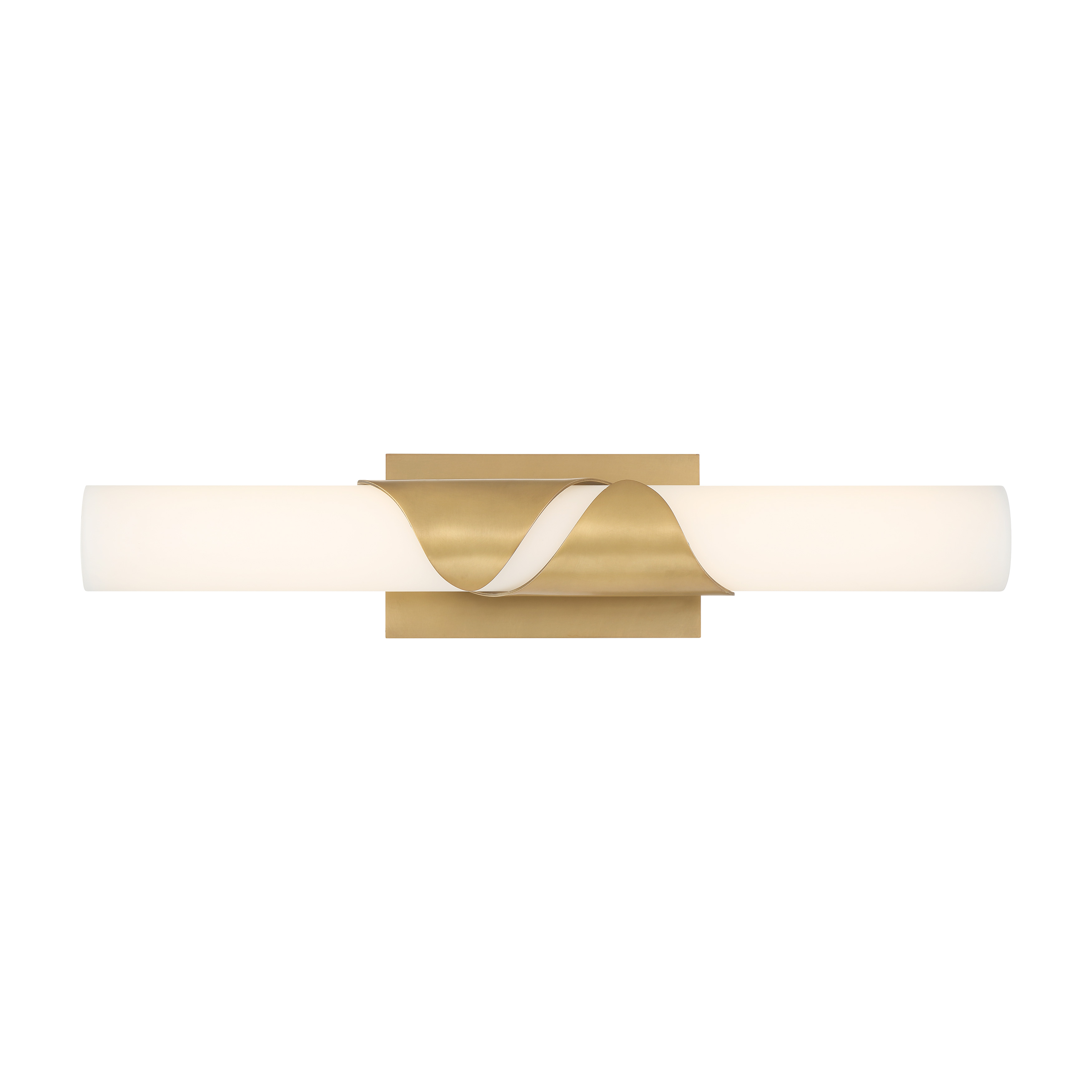 The Grafton 24" vanity light combines timeless Legacy Brass finish with modern LED efficiency. Etched white glass diffuses 1,579 lumens of warm, high-CRI light perfect for grooming tasks. Dimmable functionality and ADA-friendly profile. - alternate view