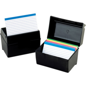 Plastic Index Box, 3" x 5", 300 Card Capacity, Black