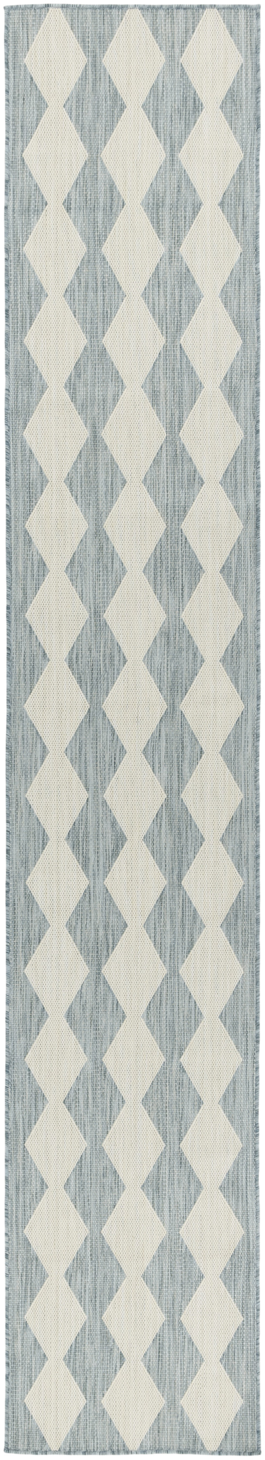 Nourison Positano 2'2" x 12' Aqua Modern Rug