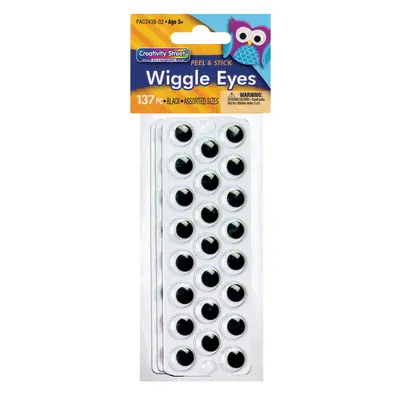 Creativity Street  Peel & Stick Wiggle Eyes on Sheets, Black,  Assorted Sizes, 137 Pieces
