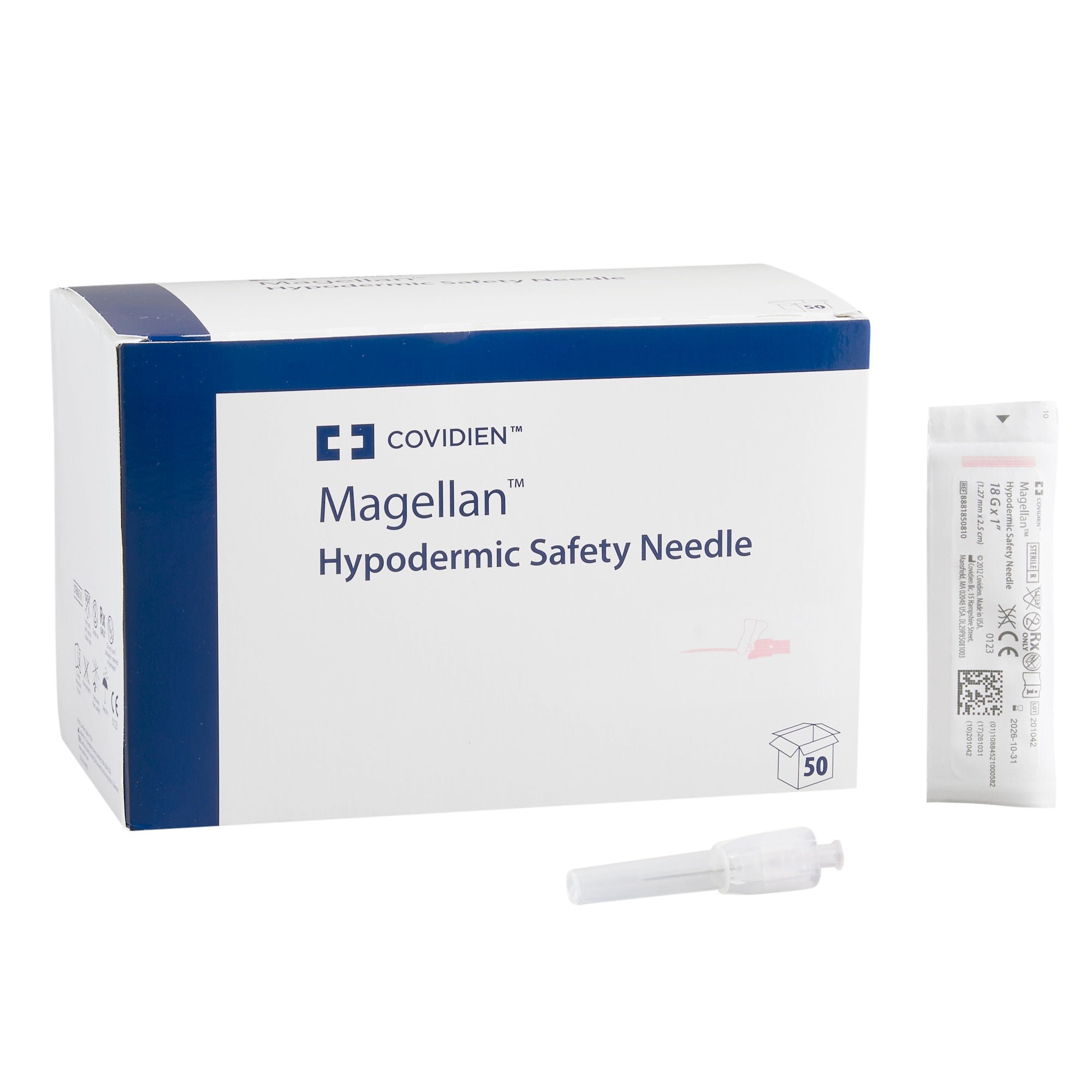 Monoject™ Magellan™ Safety Hypodermic Needle, 18 Gauge, 1 Inch Length